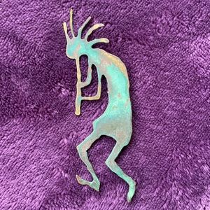 Vintage Brass Kokopelli pin